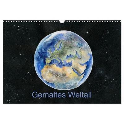 Gemaltes Weltall (Wandkalender 2027 DIN A3 quer), CALVENDO Monatskalender