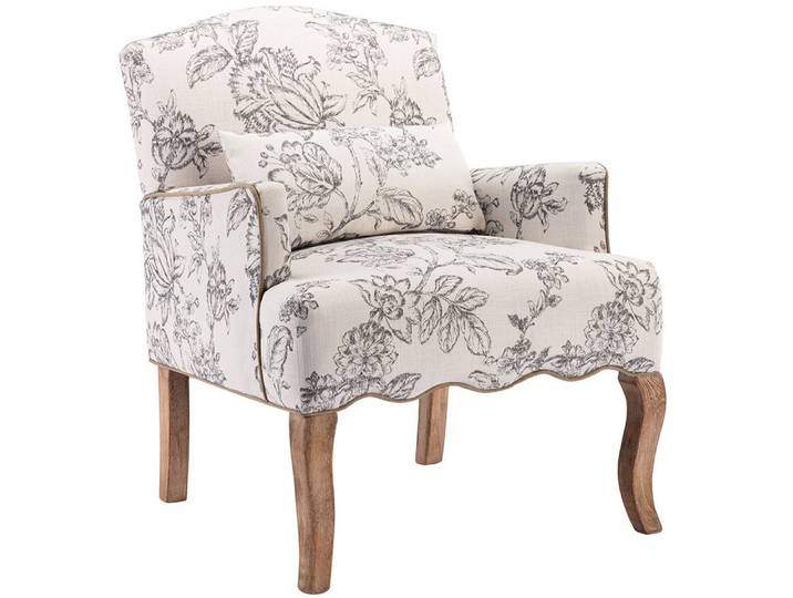 WAHSON OFFICE CHAIRS Sessel aus Leinen Retro Polstersessel mit Massivholzbeinen