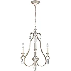 Kronleuchter Hängelampe Deckenleuchte Stahl Silber D 45,3 cm Esszimmerlampe