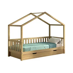 HAUSBETT Kapua Eiche massiv Natur Dachaufbau 90x200