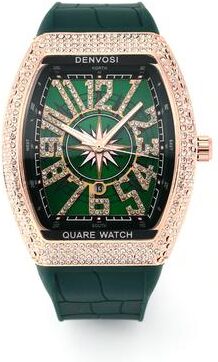 Fashion Sheath DENVOSI Luxury Starry Sky Quartz Watch With Silicone Strap golden Green