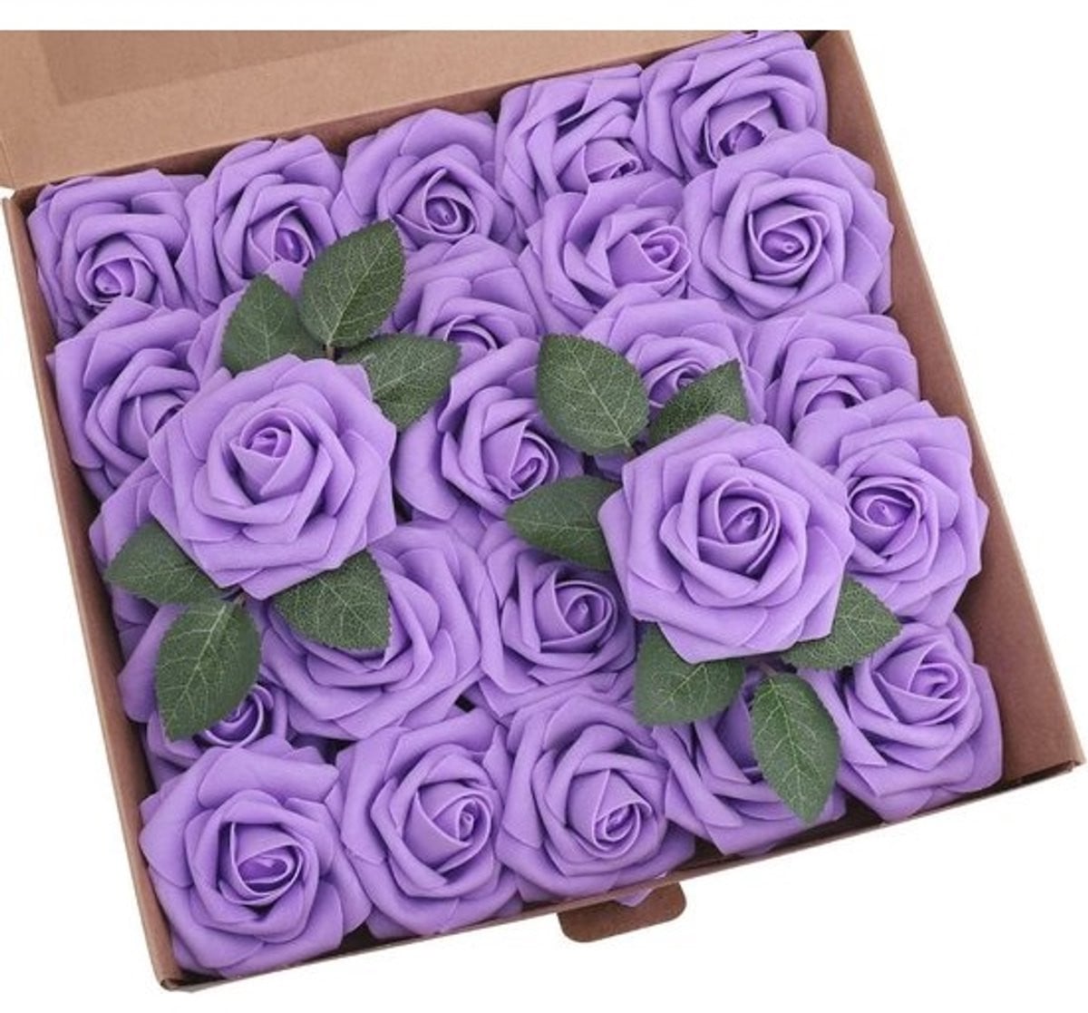 25 stuks paarse kunstrozen voor feestdecoratie en bruiloften