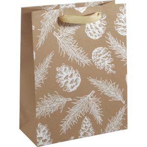 Sigel Geschenktüte GT120, Pine cones and pine branches, Geschenktasche, 26 x 33cm, braun, 5 Stück
