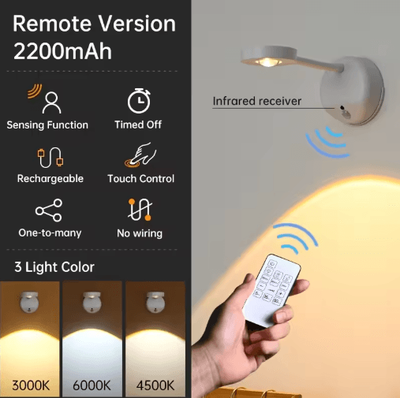 Inspire Picks Wireless Motion Sensor LED Wall Light USB Rechargeable Dimmable Spotlight For Paintings & Pictures white