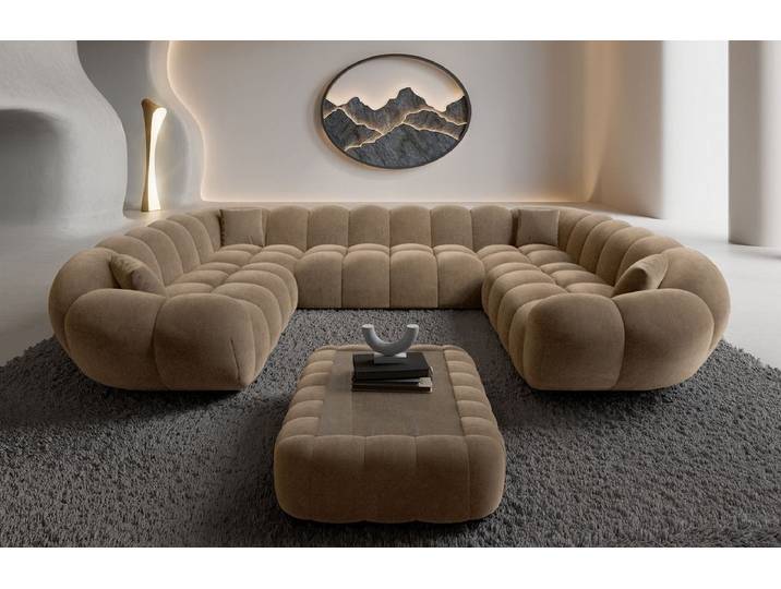 XXL Wohnlandschaft Maleron Panorama U-Form aus Stoff