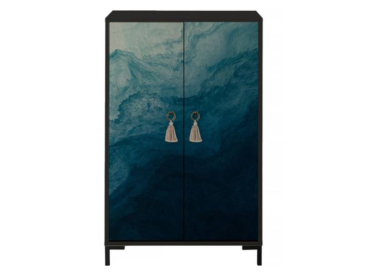 Buffet en MDF 2 portes décoratives motif Bleu océan
