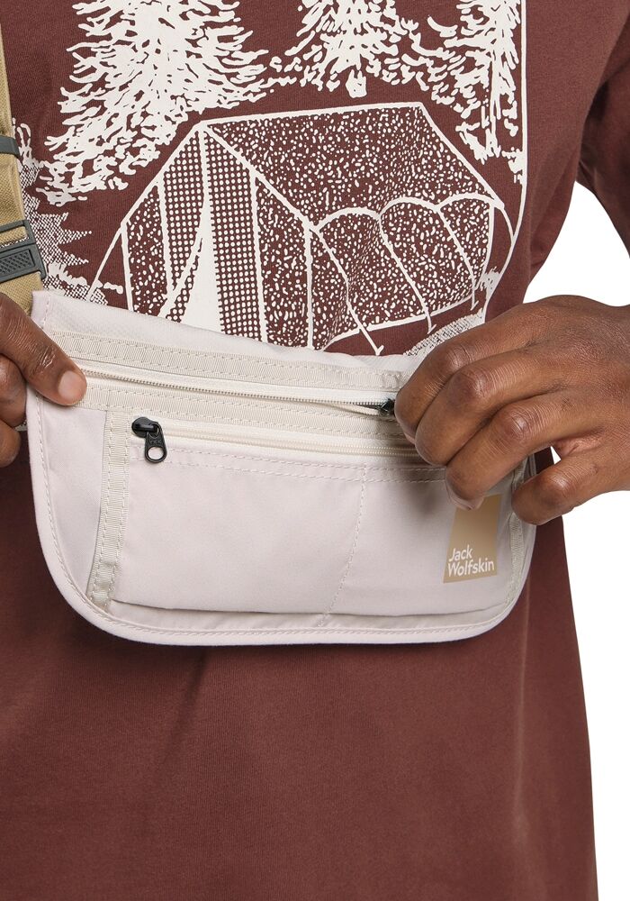 Gürteltasche JACK WOLFSKIN "DOCUMENT BELT DE LUXE", Damen, Gr. onesize, grau (seashell), Polyester, Taschen Gürteltasche seashell onesize