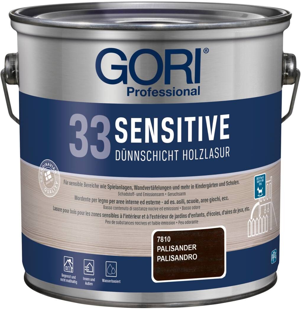 PPG Coatings GORI Professional 33 SENSITIVE, Dünnschicht-Holzlasur, palisander, 2,5 l