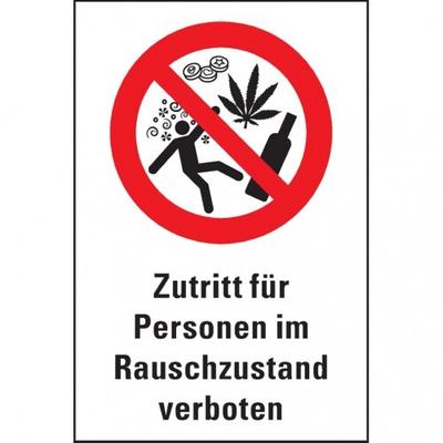 Dreifke® Verbots-Kombischild, Zutritt...im Rauschzustand verboten, praxisbewährt, Kunststoff, 200x300mm