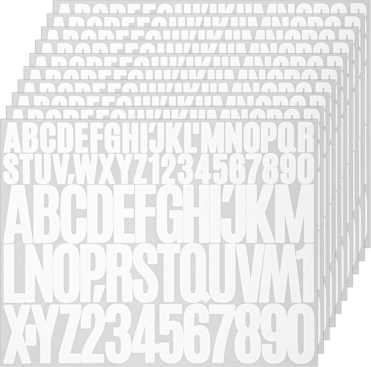 780 stuks waterdichte vinyl letterstickers, 10 vellen zelfklevende alfabet- en cijferstickers voor decoratie en labels