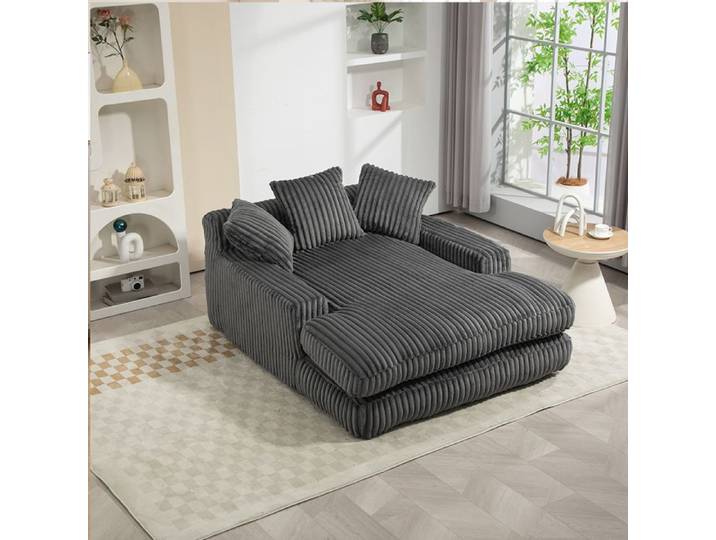 Canapé-lit moderne en velours côtelé-avec 3 coussins moelleux-Canapé moderne -125x155x63cm-Gris foncé