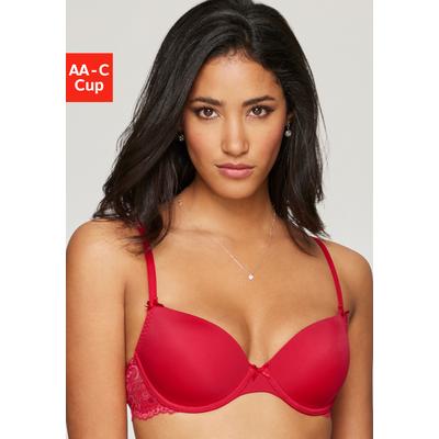 Schalen-BH NUANCE BY LASCANA "BH mit Bügel, mit Spitzenrücken & nahtlosen Schalen", Damen, Gr. 85, Cup C, rot (lipstick rot), Spitze, Obermaterial: 85% Polyamid, 15% Elasthan, BHs Schalen-BH, als Dessous-Set kombinierbar, sexy Dessous, sexy Unterwäsche