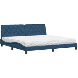 vidaXL Bett mit Matratze Blau 200x200 cm Stoff