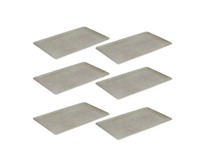 Aida Servierplatten-Set Raw, Beige, Keramik, 6-teilig, rechteckig, 33x21 cm, handgemacht, lebensmittelecht, Tischkultur & Servieren, Servierplatten