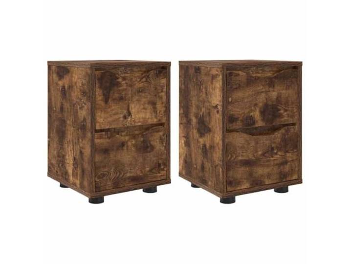 KDVXBCQJH Nachttisch 2er Set Geräucherte Eiche 30,5x30x43 cm Kompakte Nachtschränke fürs Schlafzimmer mit 2 Schubladen aus Holzwerkstoff bieten Stauraum auf kleinem Raum.