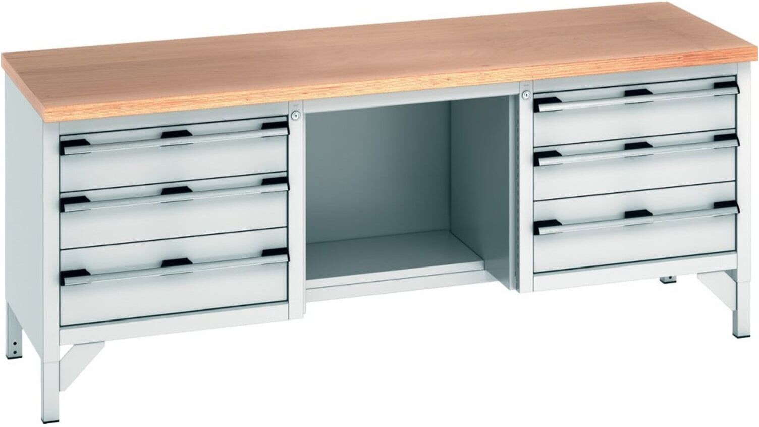 Bott Werkbank-Arbeitstisch cubio Multiplex 2000 x 750 x 840mm RAL 7035 (41002073.16V)