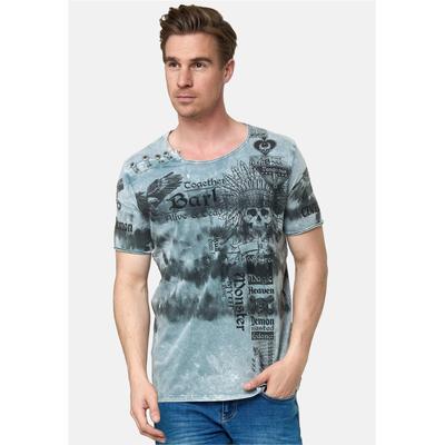 T-Shirt RUSTY NEAL, Herren, Gr. M, grau, 100% Baumwolle, bedruckt, normal, Rundhals, Shirts T-Shirt, in lässiger Batik-Optik