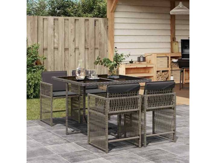 Ensemble à manger de jardin 5 pcs avec coussins Gris 3211616