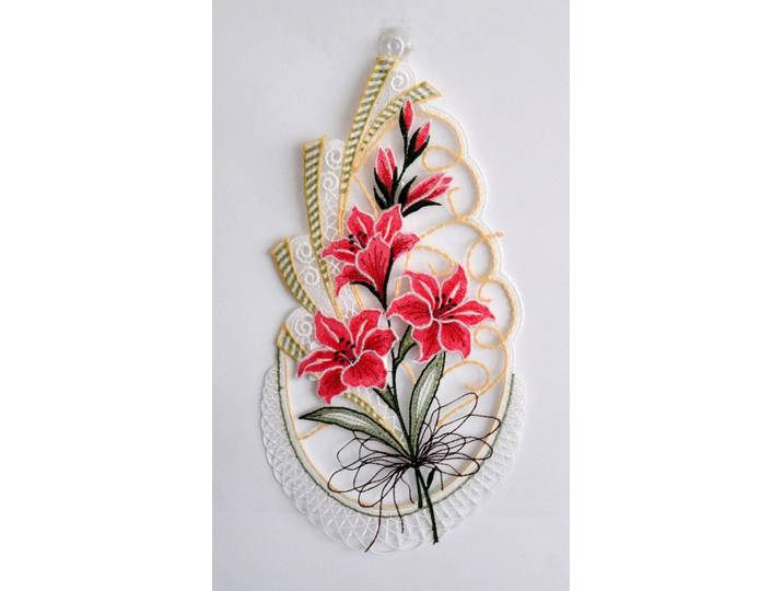 Fensterbild STICKEREIEN PLAUEN Blütenzweig , bunt, B:17cm H:35cm, Polyester, Fensterbilder, Fensterbild