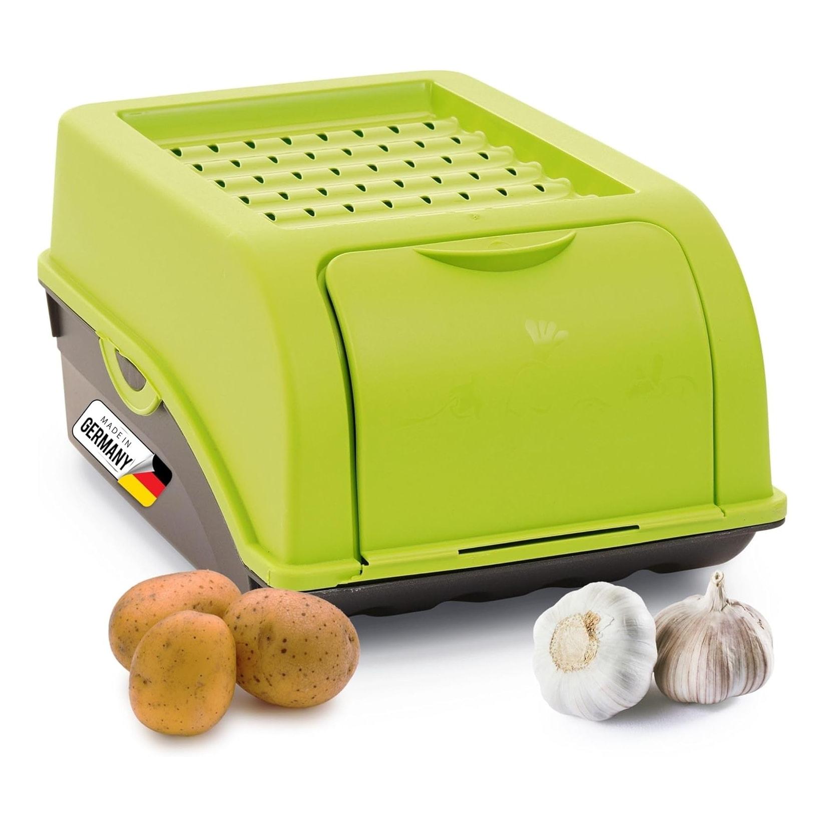 Kartoffel Aufbewahrungsbox klein 3,5L GRÜN Zwiebelbox Gemüsebox stapelbar Kartoffelbox Zwiebel Aufbewahrung Kartoffelkorb Obstbehälter Kartoffelkiste Frischhaltedose Möhren