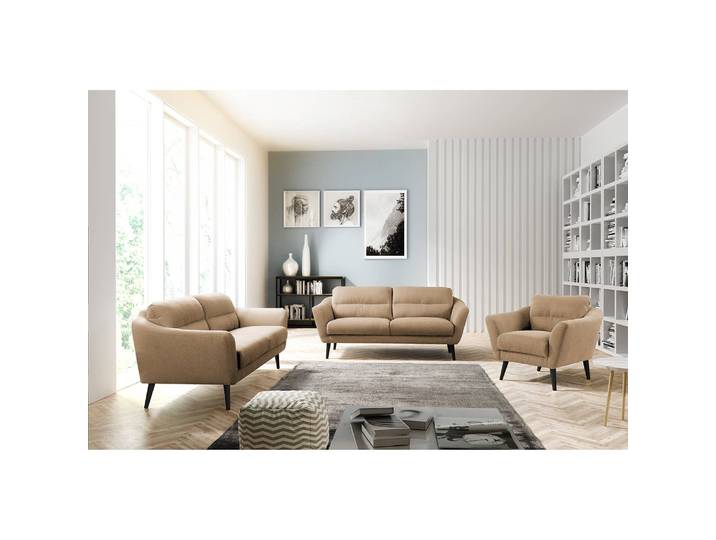Sessel Lucinda Beige Webstoff Hanabi Schwarz 92 x 72 x 88cm