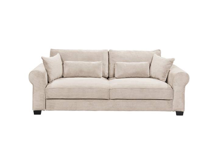 Mid.you Schlafsofa, Creme, Kunststoff, 250x95x125 cm, Schlafen auf Sitzhöhe, Rücken echt, Wohnzimmer, Sofas & Couches, Schlafsofas, Schlafsofas mit Bettkasten