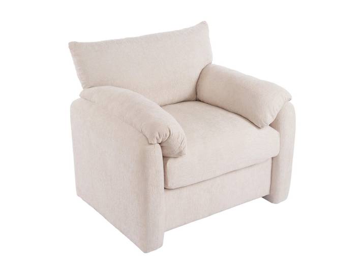 ComfortXL Sessel De-33196 übergroß mit Chenille-Bezug Beige, 96x84x82 cm, Wohnzimmer, Sessel, Polstersessel