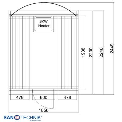 Sauna SANOTECHNIK "Außensauna NYBORG", weiß (natur), Saunaofen, integrierte Steuerung, 8 kW, Saunen, für 4 oder 6 Personen; inkl. 6 kW oder 8 kW Saunaofen und Saunasteine