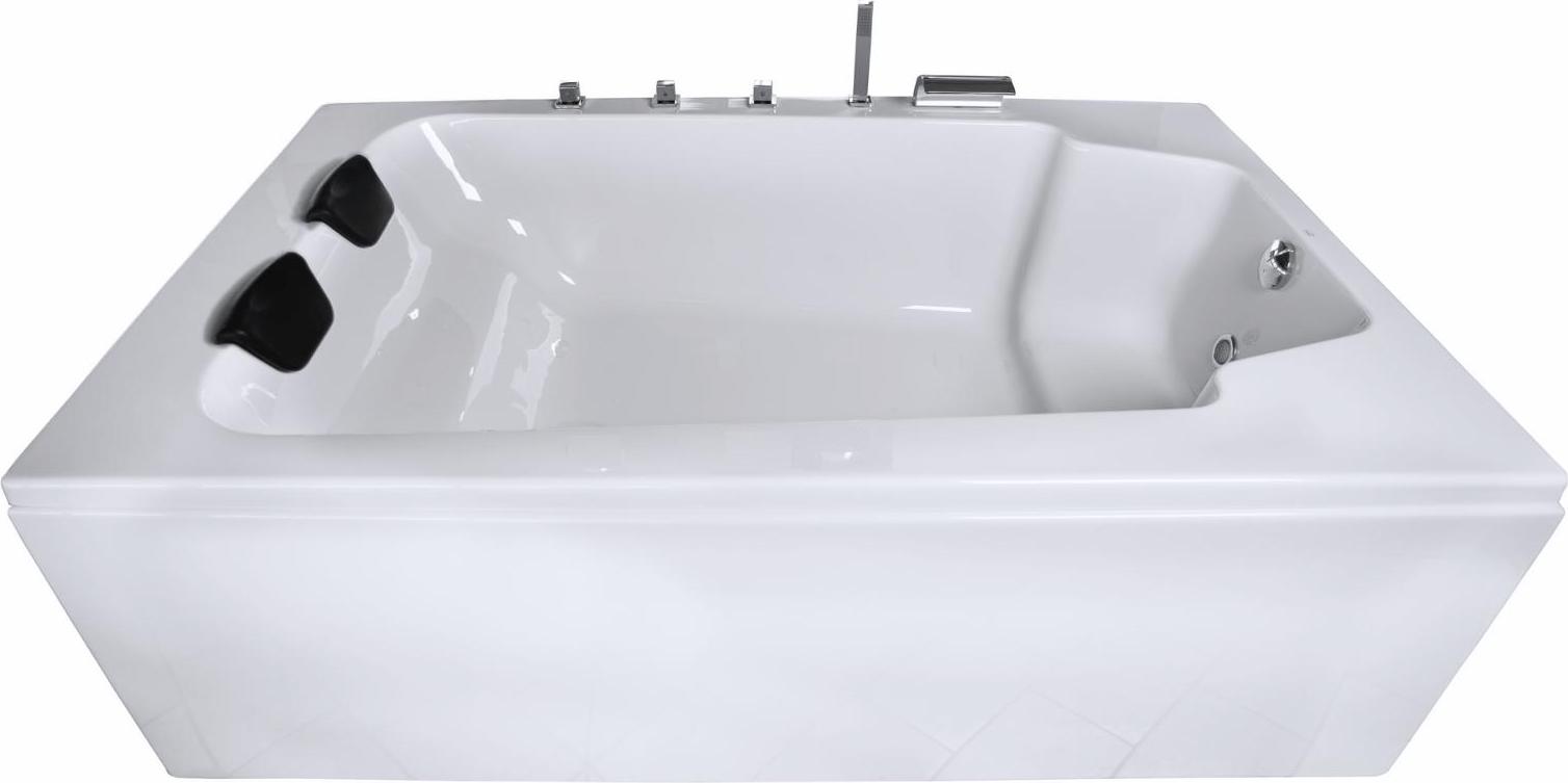 CARIBIA Rechteck Badewanne Classic 190x120 Wasserfall Armaturset, Füße, Ablaufgarnitur und 2x Kopfkissen GRATIS