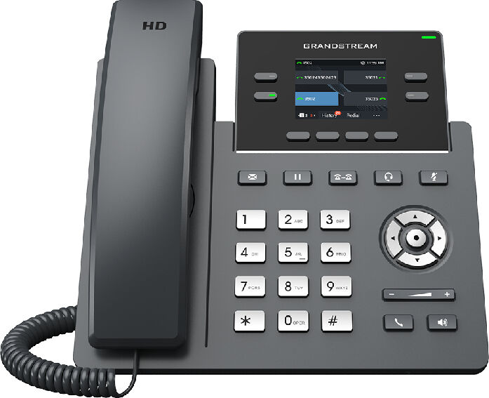 Grandstream GRP2612G Téléphone IP avec 2 comptes SIP, écran couleur LCD, PoE et audio HD.