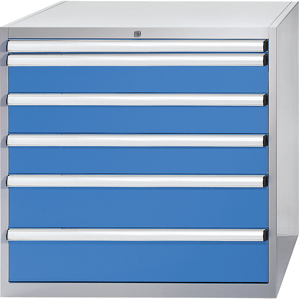 Schubladenschrank, Höhe x Breite x Tiefe 1000 x 1023 x 725 mm, Schubladen 1 x 50, 3 x 150, 2 x 200 mm eurokraft pro