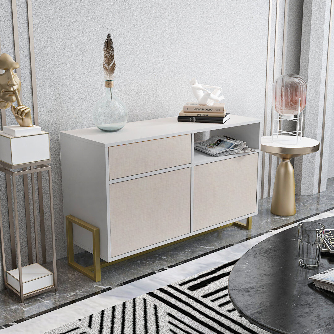 Fairmont Park Nenzel 120cm W Sideboard White/Beige 78.4cm H X 120cm W X 45cm D