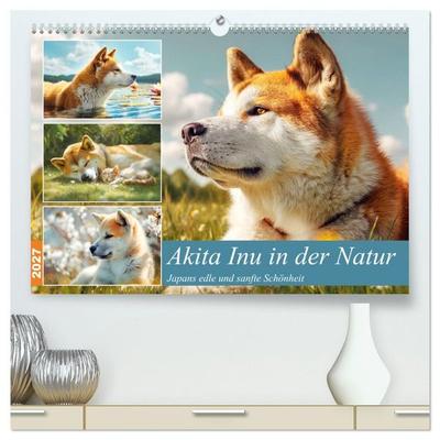 Akita Inu in der Natur. Japans edle und sanfte Schönheit (hochwertiger Premium Wandkalender 2027 DIN A2 quer), Kunstdruck in Hochglanz