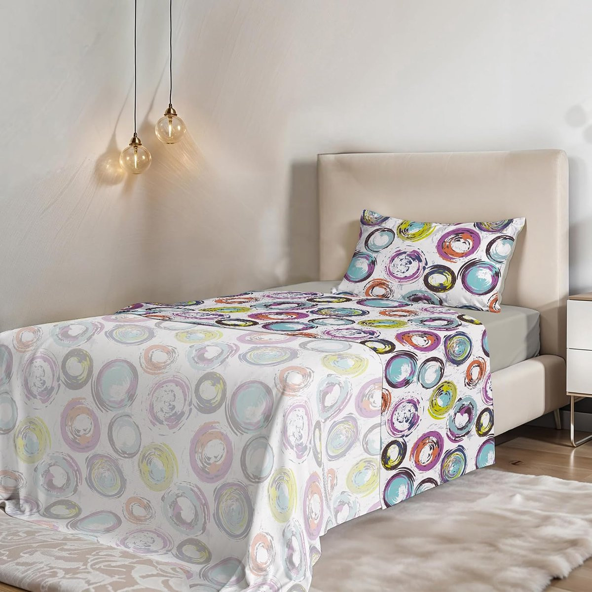 E Capricci Fantasie Beddengoedset met Abstracte Cirkels in Bedrukt Microvezel, Dubbel