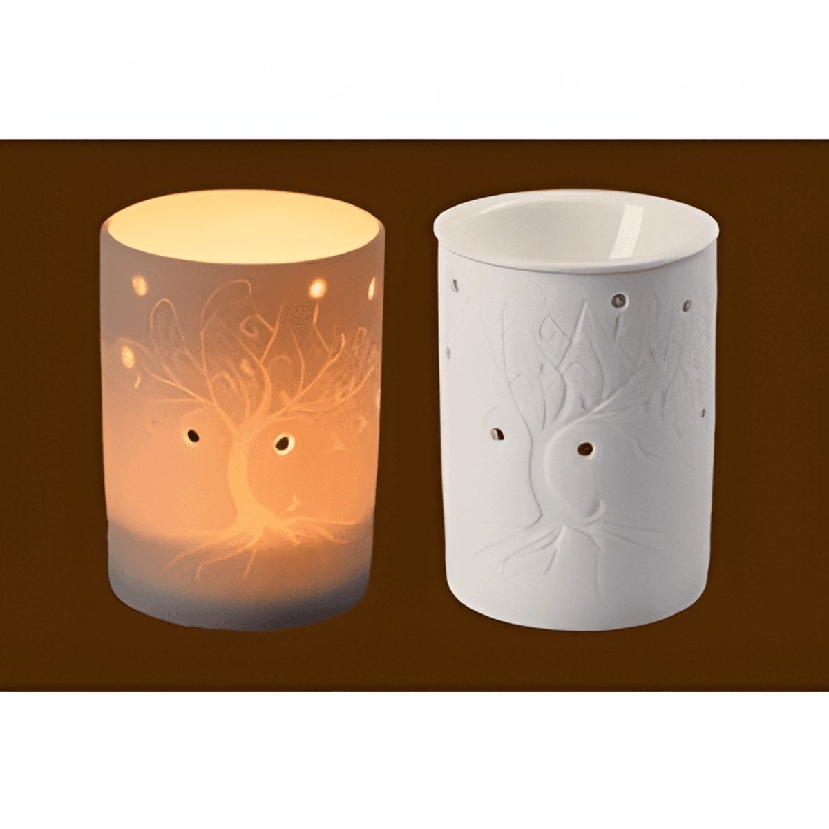 Aromalamp van porselein met Levensboom ontwerp