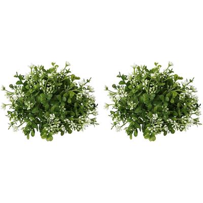 Kunstkranz CREATIV GREEN "Eukalypthushalbkugel", grün (grün, weiß), H:15cm Ø:20cm, Kunststoff, Kunstpflanzen