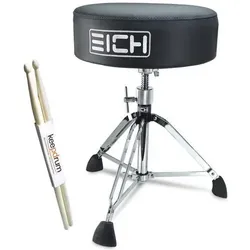 Eich Amplification Eich Hocker DBC400R-VST Subwoofer-Hocker Leder mit Trommelstöcken, Schlagzeug Zubehör, Schwarz