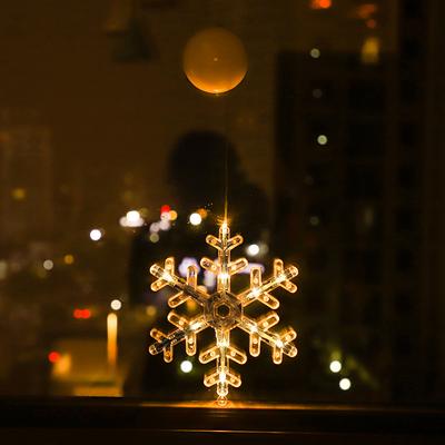 Evergreen Home Goods Christmas Sucker Lamp, Battery Powered LED Lights, Holiday Window Decoration For Home Decor, Bell Snowman Star Hanging snowflake