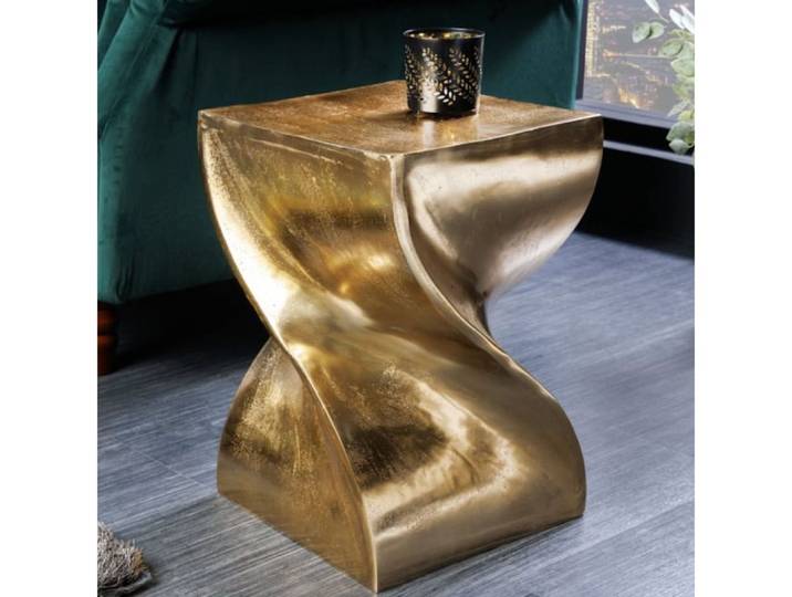 LebensWohnArt Couchtisch Design Beistelltisch GIRO Aluminium 45cm gold
