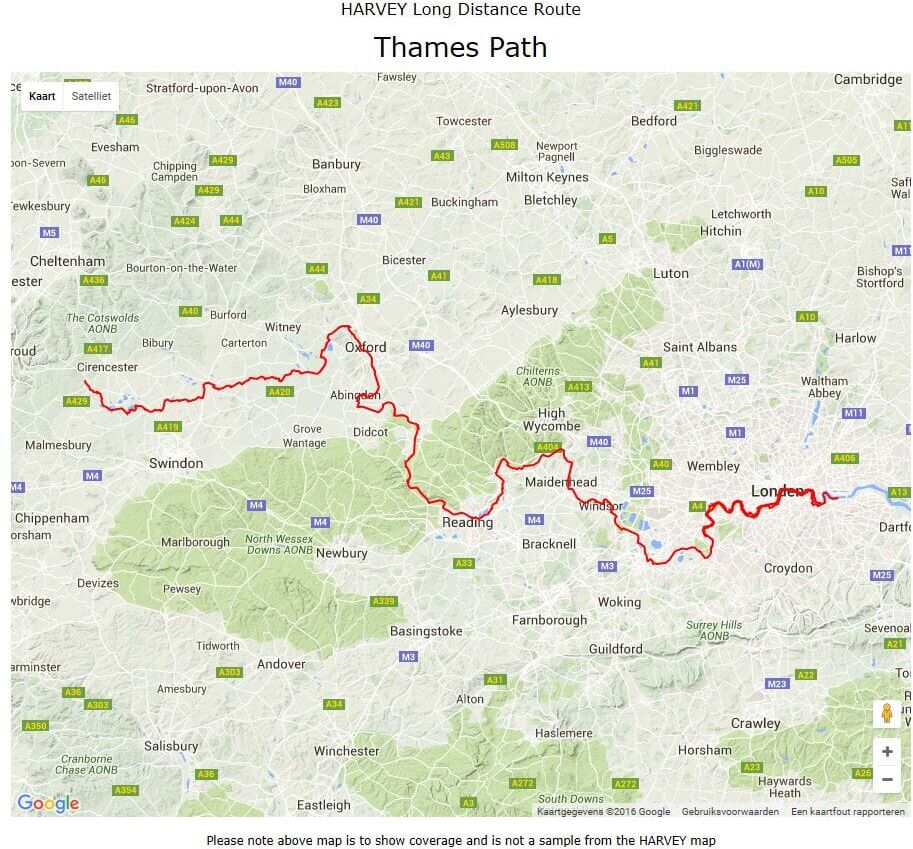 Carte de randonnée - Thames Path XT40   Harvey Maps - National Trail maps