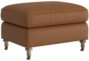 Maggie Leather Ottoman - Saddle Leather, Saddle Latte - Ballard Designs
