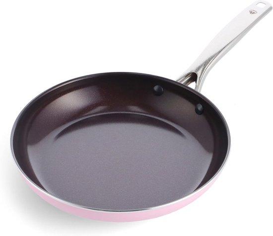 Famanu Pfanne 25 cm mit Diamant-Keramik-Antihaftbeschichtung - Ofen- und Herdgeeignet, Rosa