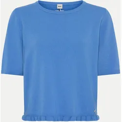 Kurzarmpullover NINA mit Rüschenabschluss am Saum Blau 40