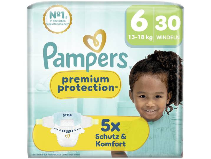 Pampers Premium Protection Windeln Grösse 6 Extra Large 13-18kg 30 Stück