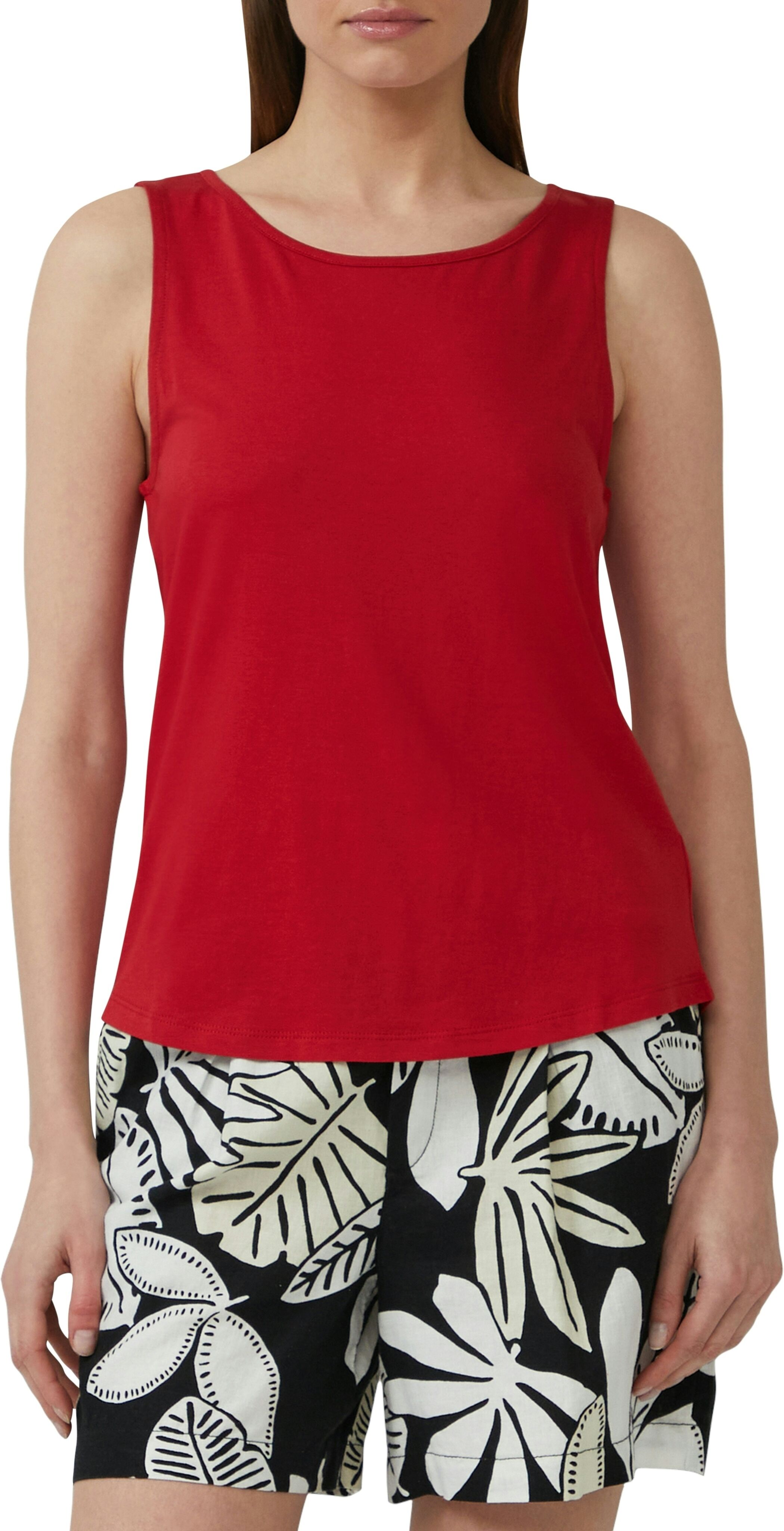 T-Shirt S.OLIVER, Damen, Gr. 46, rot (chilli pepper), Obermaterial: 50% Baumwolle, 50% Modal, unifarben, regular fit taillenbedeckt, Rundhals, Shirts T-Shirt, mit Cut-Out chilli pepper 46