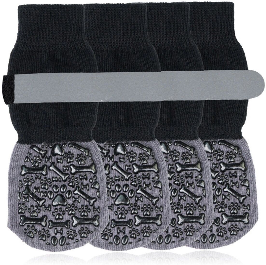 INF Wasserdichte rutschfeste Pfotenschutz-Socken für Katzen und Hunde - Polyester, Ganzjahres Anti-Rutsch Pfotenprotektoren, S Schwarz