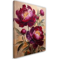 WANDBILD burgunder pfingstrose botanische blume
