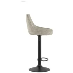 Stones Max Barhocker mit beigefarbenem Mikrofasersitz und schwarzem Metallgestell, gasfederverstellbarer Höhe, modernes Design für Eckbars – Max