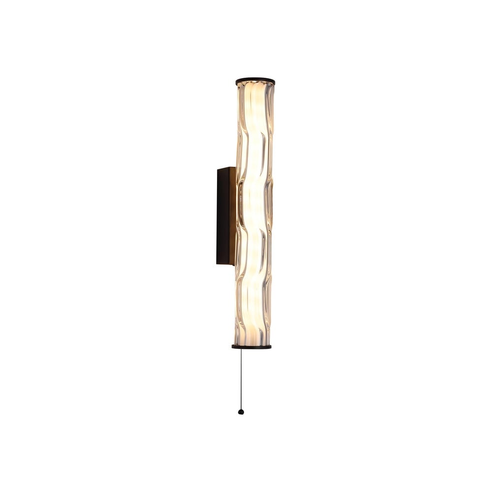 Searchlight Vibrate Wandlamp zwart met glas - Hoogte: 43 cm