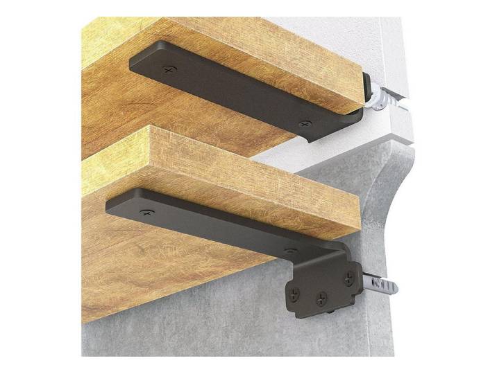 LuxusKollektion Wandregalhalter Regalhalterung Regalwinkel 15cm Schwerlast 75kg 15cm-6 Pack Schwarz A